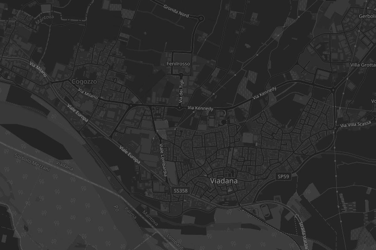 Mappa della zona di Viadana, in provincia di Mantova.
